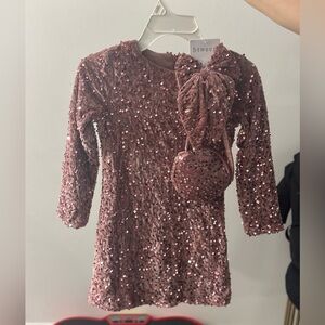 btween Glittery Pink Dress with Accessories